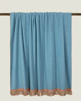 Плед "Frati SOFT BAMBOO PAVONE" с тесьмой Rousseau бирюзовый 160*200