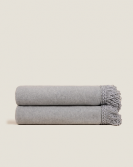 Плед "Frati SOFT BAMBOO GRIGIO PERLA" с тесьмой Matisse серый однотонный 160*200