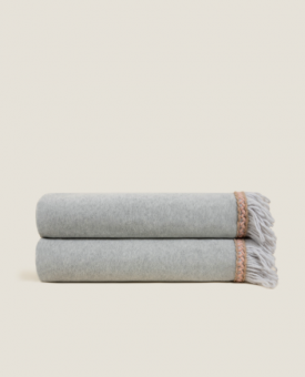 Плед "Frati SOFT BAMBOO GRIGIO PERLA" с тесьмой Matisse серый с оранжевым 160*200